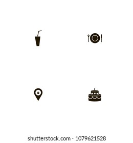 Restaurant icons set. plate, fork, cool and cafe location