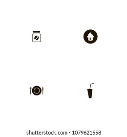 Restaurant icons set. soda, cool, fork and bakery