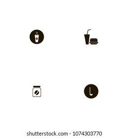 Restaurant icons set. soda, soup, burger and coffee