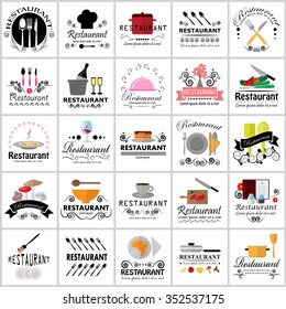 Restaurant Icons Set: Vector Illustration, Graphic Design. Collection Of Colorful Icons. For Web, Websites, Print, Presentation Templates, Mobile Applications And Promotional Materials