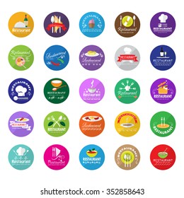Restaurant Icons Set: Vector Illustration, Graphic Design. Collection Of Colorful Icons. For Web, Websites, Print, Presentation Templates, Mobile Applications And Promotional Materials