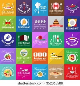 Restaurant Icons Set: Vector Illustration, Graphic Design. Collection Of Colorful Icons. For Web, Websites, Print, Presentation Templates, Mobile Applications And Promotional Materials 