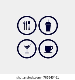 restaurant icons set, vector illustration.