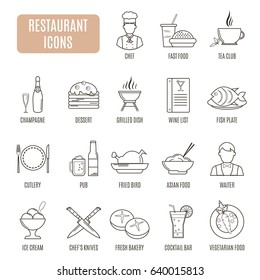 Restaurant  icons. Set of vector pictogram for web graphics