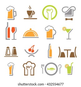 Restaurant icons set.Cooking and kitchen icons.