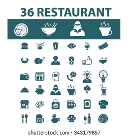 Restaurant  icons, signs vector concept set for infographics, mobile, website, application
