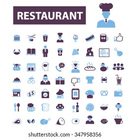 Iconos de restaurante, símbolos de concepto vectorial establecido para infografías, móviles, sitio web, aplicación
