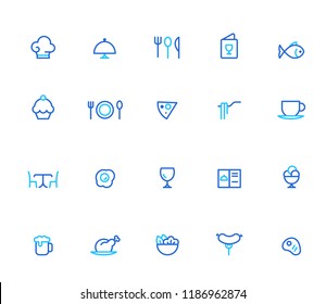 Iconos del restaurante, conjunto de líneas simple