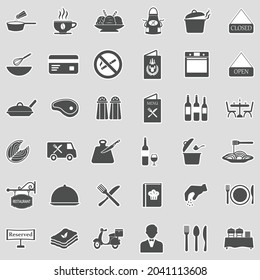 Iconos del restaurante. Diseño de pegatinas. Ilustración vectorial.