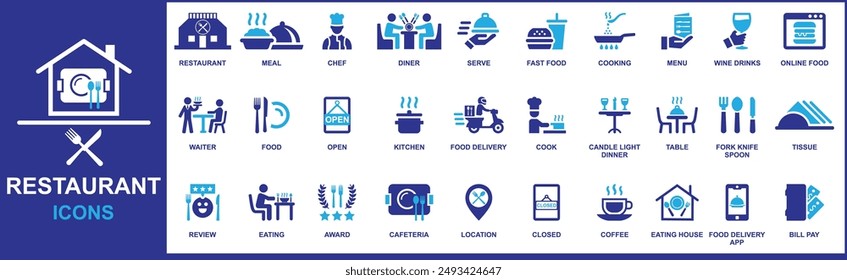 RESTAURANT ICONS VECTOR DESIGN ILLUSTRATION.