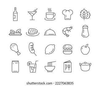 Restaurant Icons - Vector Line. Editable Stroke.