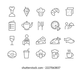 Restaurant Icons - Vector Line. Editable Stroke.