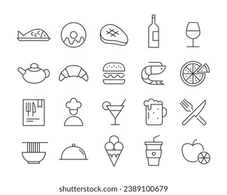 Restaurant Icons - Vector Line. Editable Stroke.