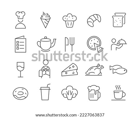 Restaurant Icons - Vector Line. Editable Stroke.