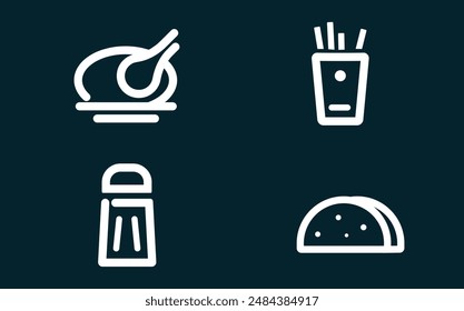 Restaurant Icons in white color and ector format fully editable.