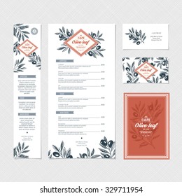 Restaurant identity template. Olive design. Vector illustration