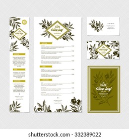 Restaurant identity template. Olive design. Vector illustration