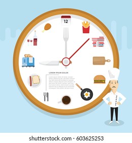 Restaurant Infographic with clock concept and icon