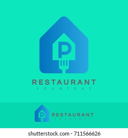 restaurant initial Letter P Logo design