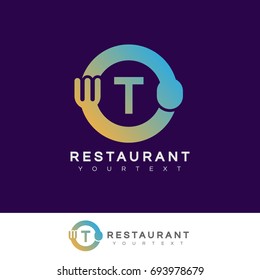 restaurant initial Letter T Logo design