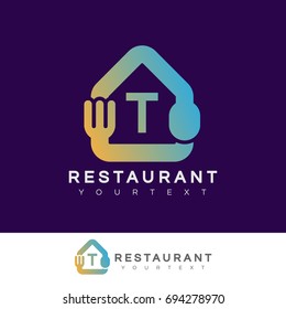 restaurant initial Letter T Logo design