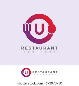 restaurant initial Letter U Logo design