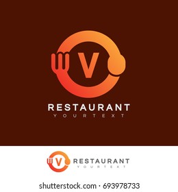 restaurant initial Letter V Logo design