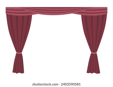 Restaurant interior design element for cartoon scene. Red cloth. Empty restaurant room fancy decoration item. Modern vector illustration in flat design