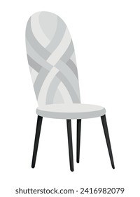 Restaurant interior design element for cartoon scene. White armchair. Empty restaurant room fancy decoration item. Modern vector illustration in flat design