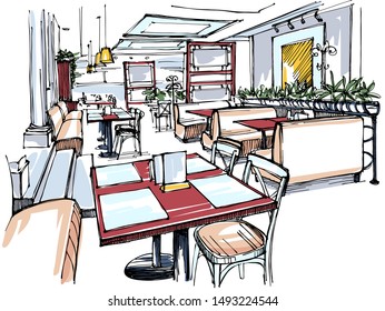 Restaurant interior - hand drawn sketch
