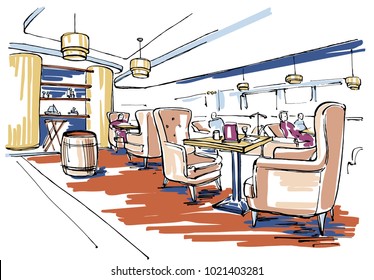 Restaurant interior sketch
