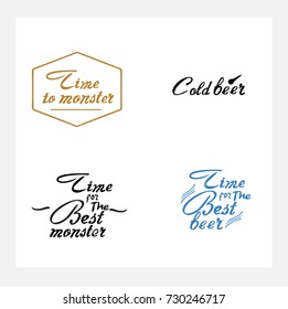 Restaurant interior template. Beer logo.  Set. 