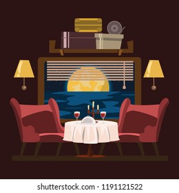 restaurant interior vector illustration 