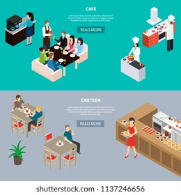 Restaurant Isometric Horizontal Banners