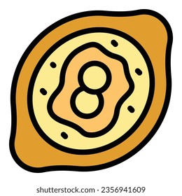 Restaurant khachapuri icon outline vector. Food cooking. Cheese menu color flat