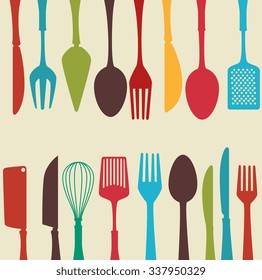 Restaurant and kitchen dishware design with icons, vector illustration graphic