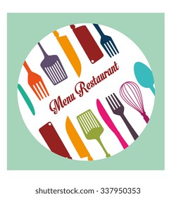 Restaurant and kitchen dishware design with icons, vector illustration graphic