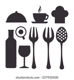 Restaurant and kitchen dishware design with icons, vector illustration graphic