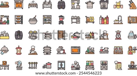 Restaurant kitchen icons High-Quality Vector Icons Collection with Editable Stroke. Ideal for Professional and Creative Projects.