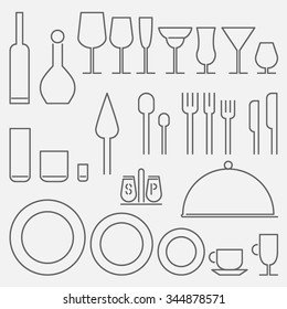 Restaurant kitchen isolated vector minimal icon set 