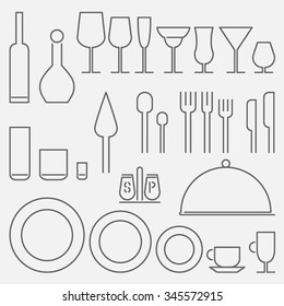 Restaurant kitchen isolated vector minimal icon set 