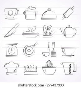 Restaurant and kitchen items icons -  vector icon set, Created For Print, Mobile and Web  Applications