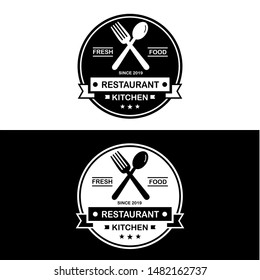 Restaurant kitchen logos, label and poster elements, retro symbols for restaurants, cooking clubs, cafes or hot cuisine. Retro vintage logo template - Vector 2019
