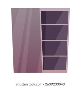 Restaurant kitchen stainless cupboard, cabinet vector flat illustration. Steel laboratory empty shelf, closet isolated. Cartoon gray furniture for space organize. Storage or warehouse metal equipment