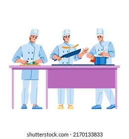 vector de cocina de restaurante. chef de cocina profesional, cocina de hotel, interior gastronómico, moderno horno y carácter de cocina. ilustración de dibujos animados planos de personas