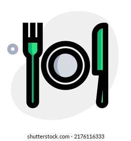 Restaurant with kitchenware and cutlery layout with knife and fork
