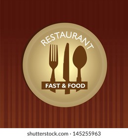 restaurant label over brown background vector illustration