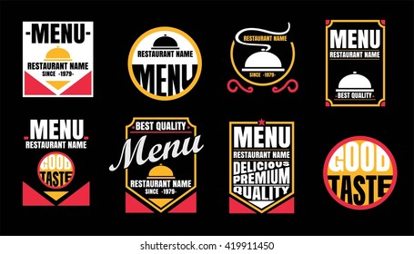 Restaurant Labels Set - Isolated On black Background - Vector Illustration