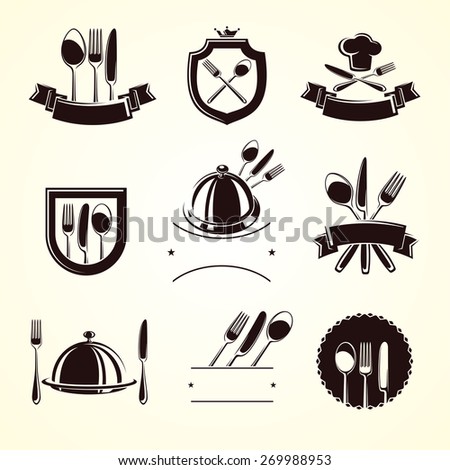 Restaurant labels set. Vector