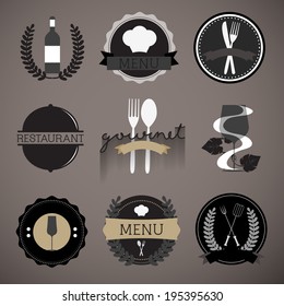 Restaurant labels set vector, Eps 10